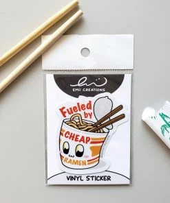 Emii Creations Stickers Fueled By Cheap Ramen Vinyl Sticker