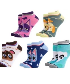 Bioworld The Cute Stuff Animal Crossing: New Horizons Character 5-Pair Mix & Match Ankle Socks