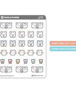 SumLilThings Stationery Boba Time Hamster Sticker Sheet