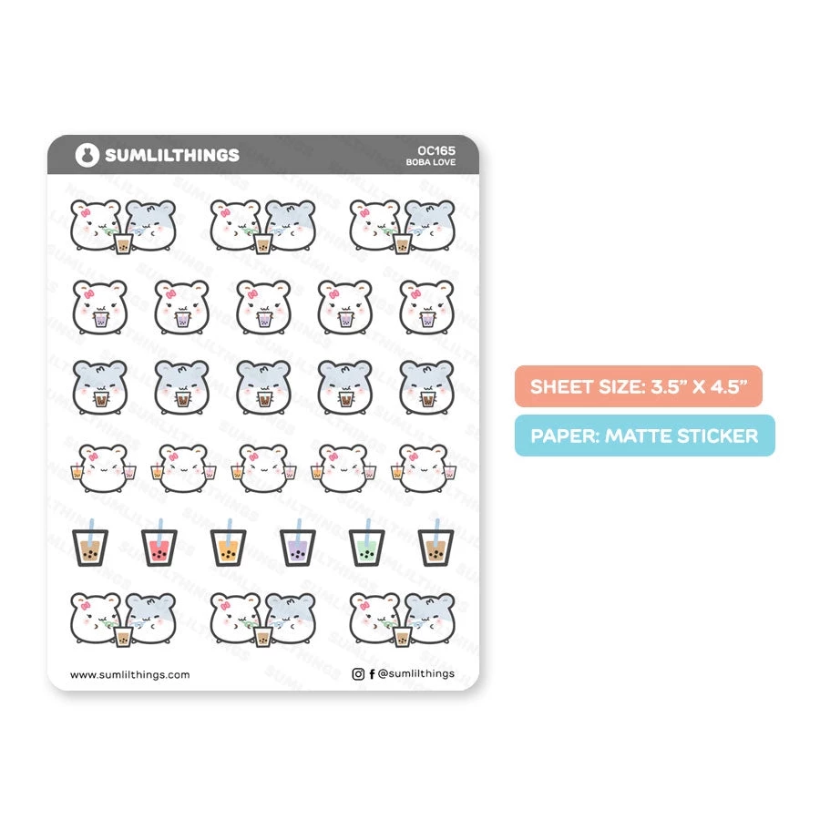 New 𧨠SumLilThings Stationery Boba Time Hamster Sticker Sheet π 2 SumLilThings Stationery Boba Time Hamster Sticker Sheet