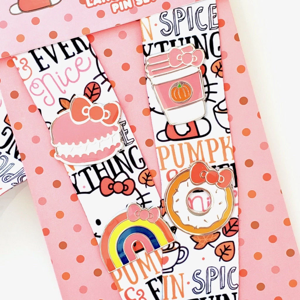 Discount ๐งจ Loungefly X Hello Kitty Pumpkin Spice Lanyard With 4 Pins Sanrio ๐ 3 Loungefly X Hello Kitty Pumpkin Spice Lanyard With 4 Pins Sanrio