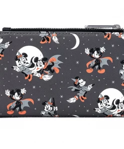 Loungefly X Disney: Halloween Mickey And Minnie Grey AOP Flap Wallet