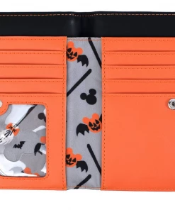 Loungefly X Disney: Halloween Mickey And Minnie Grey AOP Flap Wallet