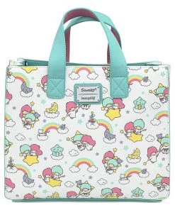Loungefly X Sanrio: Little Twin Stars Rainbow Cloud AOP Crossbody Bag