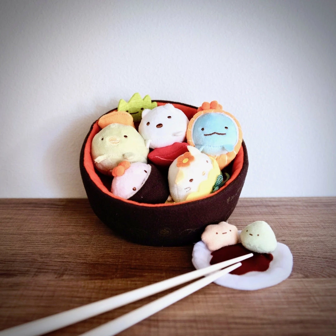 Outlet 😍 San-X Sumikko Gurashi Plushies: Sushi Bowl & Garito Wasabi Set 🎁 1 San-X Sumikko Gurashi Plushies: Sushi Bowl & Garito Wasabi Set