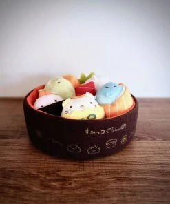 San-X Sumikko Gurashi Plushies: Sushi Bowl & Garito Wasabi Set