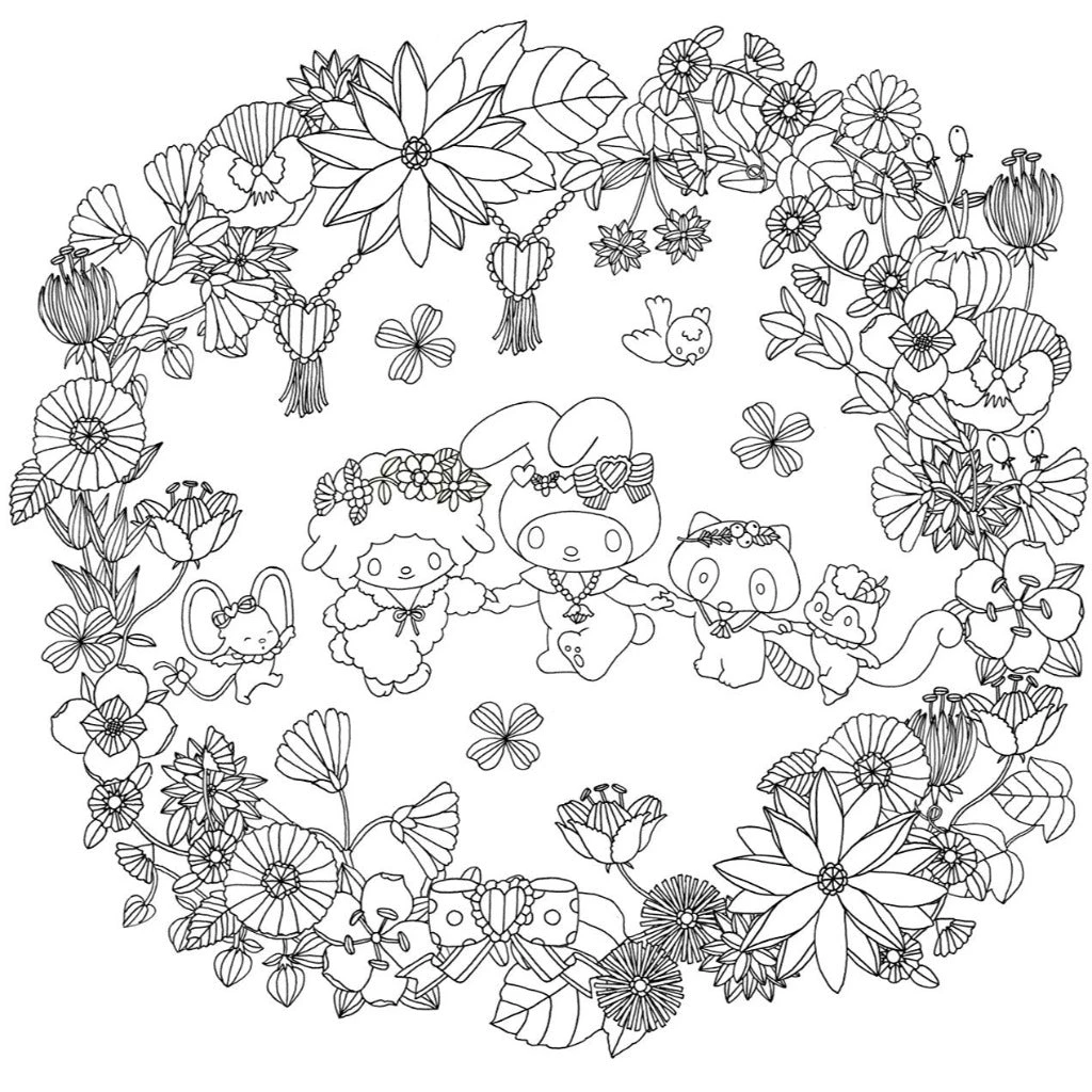 Hot Sale π Sanrio SMILE! Character Adult Coloring Book π― 5 Sanrio SMILE! Character Adult Coloring Book