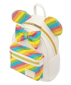 Loungefly X Disney: Minnie Mouse Sequin Rainbow Mini Backpack