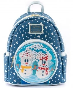 Loungefly X Disney: Snowman Mickey And Minnie Mouse Snow Globe Mini Backpack