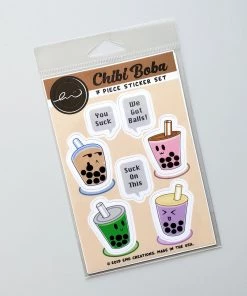 Emii Creations Chibi Boba Sticker Sheet Stationery