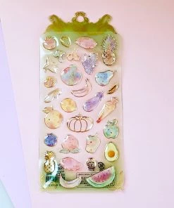 Bcmini Stationery Nekoni Stickers: Crystal Gel Fruit & Veggies