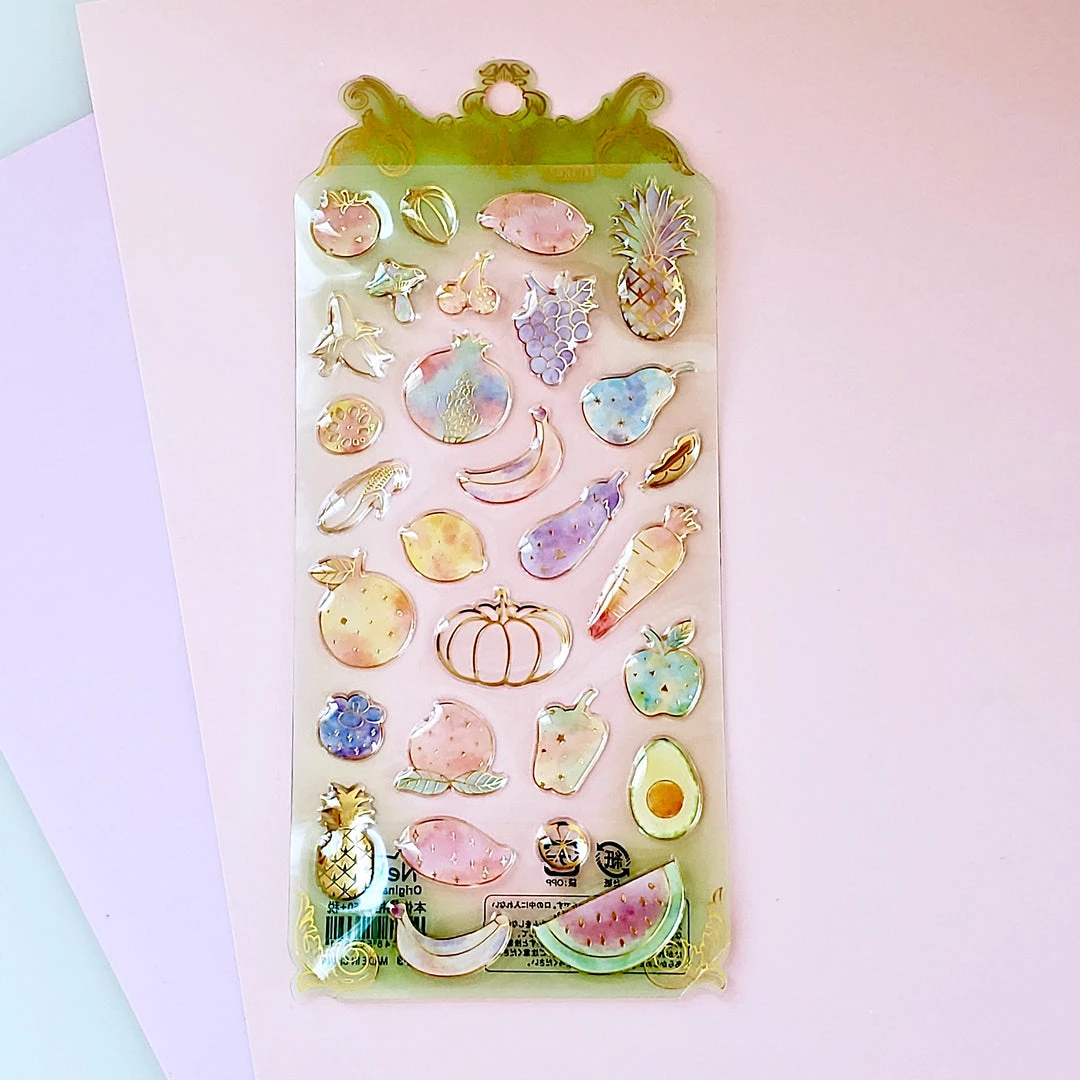 Brand new π Bcmini Stationery Nekoni Stickers: Crystal Gel Fruit & Veggies π 1 Bcmini Stationery Nekoni Stickers: Crystal Gel Fruit & Veggies