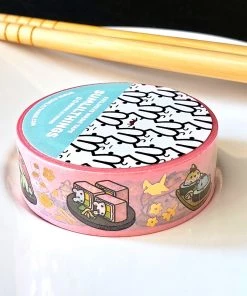 SumLilThings Stationery Lil' Sushi Bar Washi Tape Pink 15mm - Gold Foil