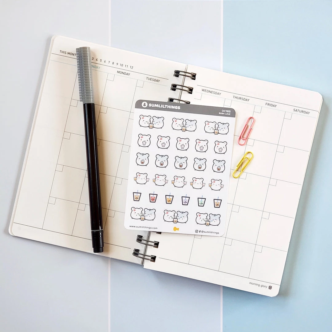 New 𧨠SumLilThings Stationery Boba Time Hamster Sticker Sheet π 1 SumLilThings Stationery Boba Time Hamster Sticker Sheet